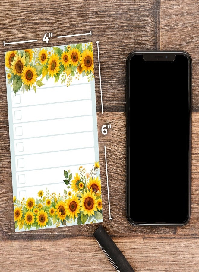 DAILY RITMO® Sunflower Sticky to Do List Notepad | Cute Sunflower Lover Gifts for Women | Made in USA Stationery Pad 4x6” 50 Notes | Christmas, Birthday Flower Gift for Teacher, Mom, Office - Image 4